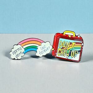 Don't Grow Up Storms Don’t Last Forever Affirmation Novelty Pins Metal Enamel